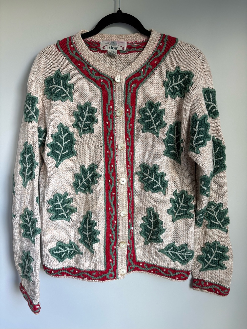 Vintage Orvis Fall Autumn Novelty Cardigan Sweater